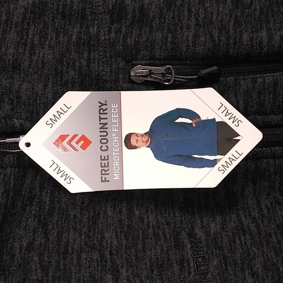 Free Country Microtech Fleece Black Gray Funnel Neck Long Sleeve 1/4 Zip Jacket - Picture 13 of 15